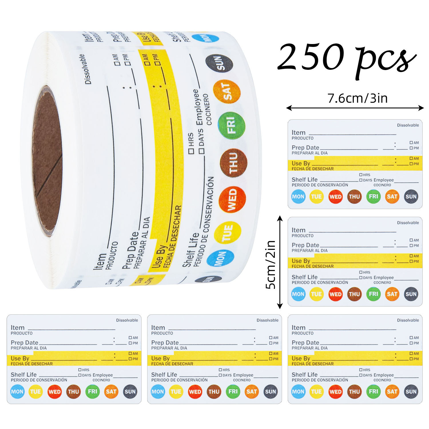 Meal Prep Jar - 250 Etiquetas Adesivas Impermeáveis para Alimentos