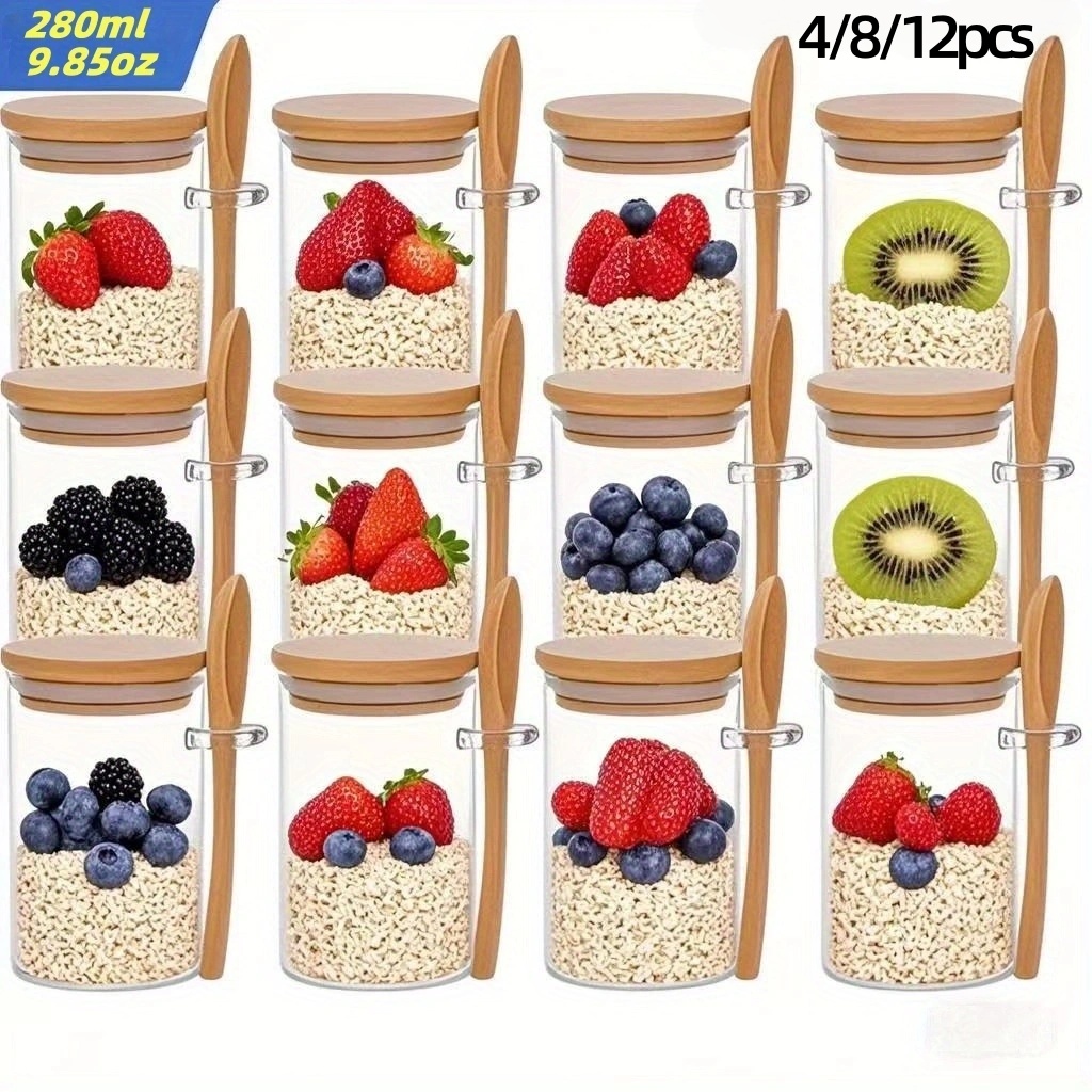 Meal Prep Yogurt - Conjunto de 4/8/12 Copos de Aveia