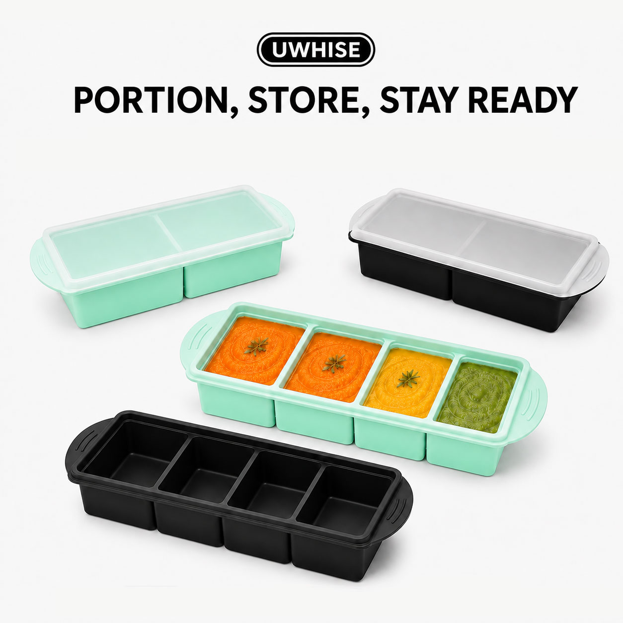 Meal Prep Template - Uwhise Bandeja de Silicone para Congelar