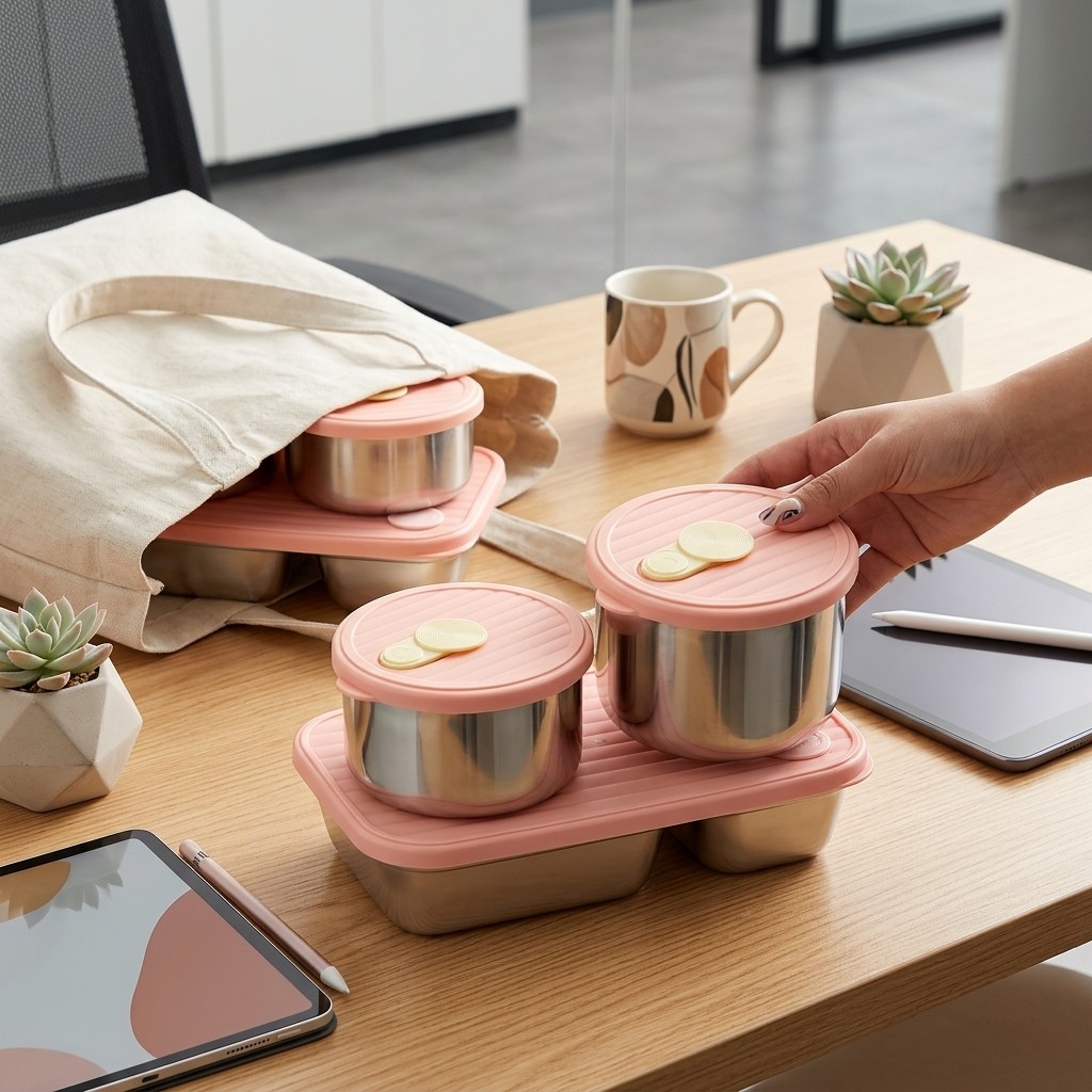 Meal Preparation - Conjunto de Marmitas de Aço Inoxidável