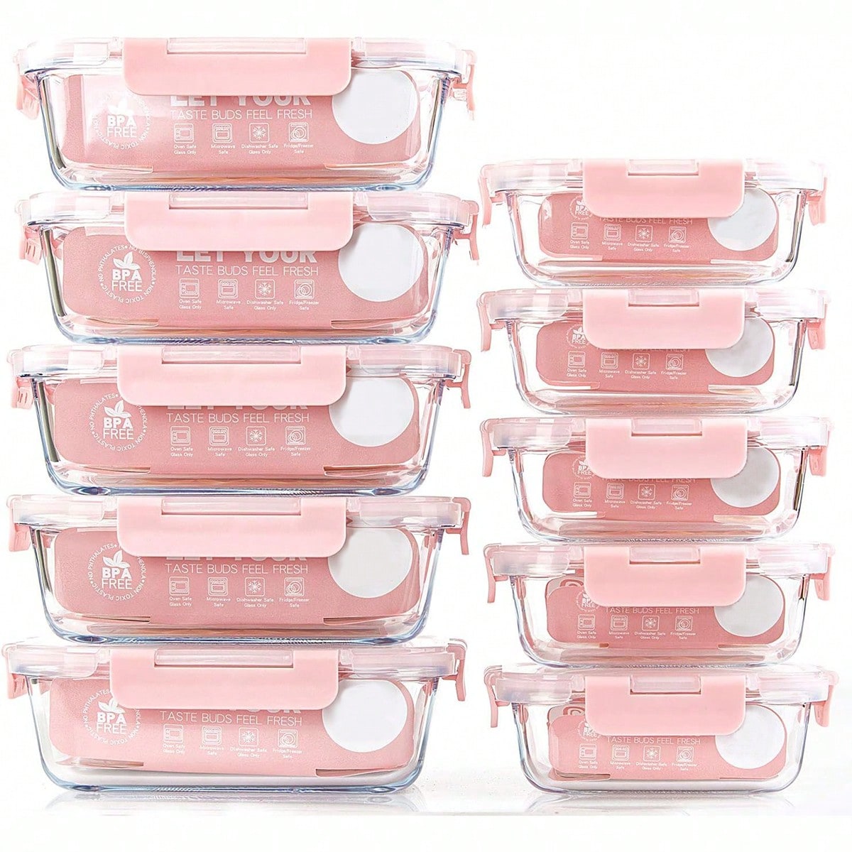 Meal Prep Kitchen - Conjunto de 10 Recipientes de Vidro