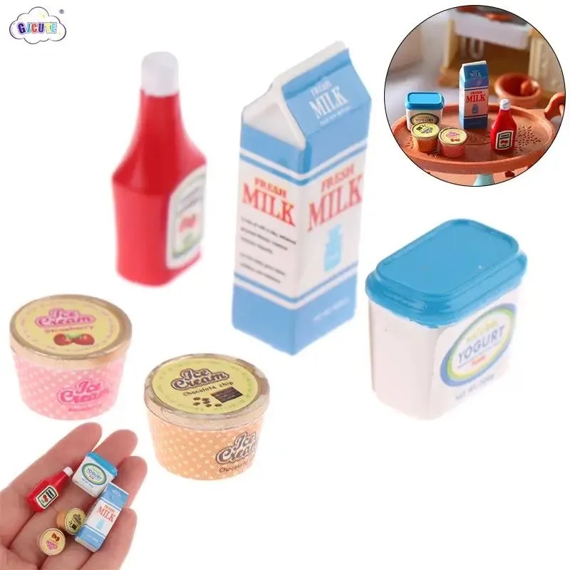 Meal Prep Yogurt - 5 pçs/set 1:12 casa de bonecas